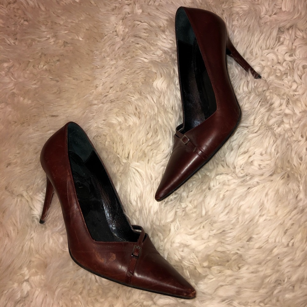 Gucci mid-heel leather pump